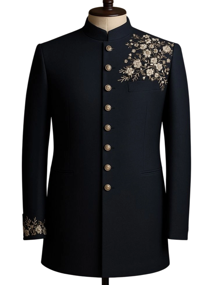 Custom tailored blue wedding suit
